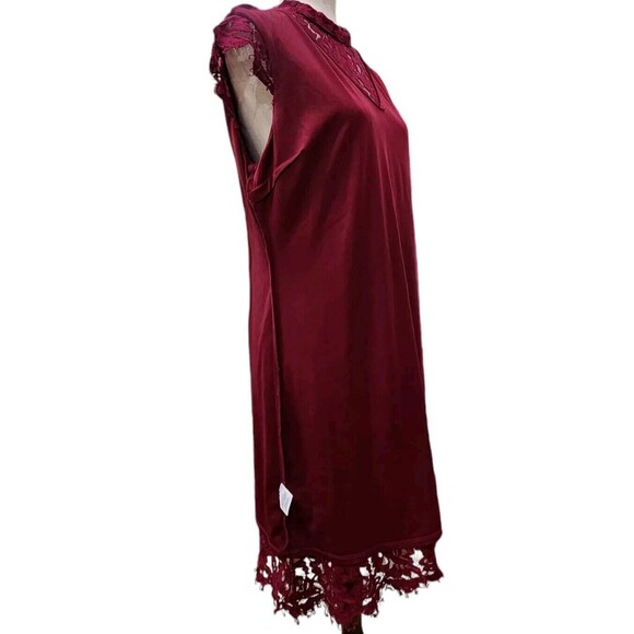 Simply Styled by Sears Lace Knee Length Burgundy Dress Size L Made In India - Picture 9 of 11
